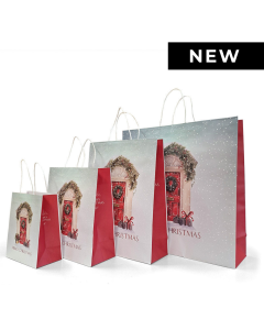 christmas paper bags with christmas door
