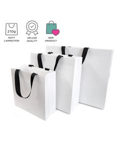 deluxe black white ribbon handle gift bags