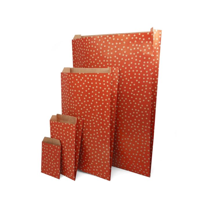 flat counter sweet paper bags red polka dots