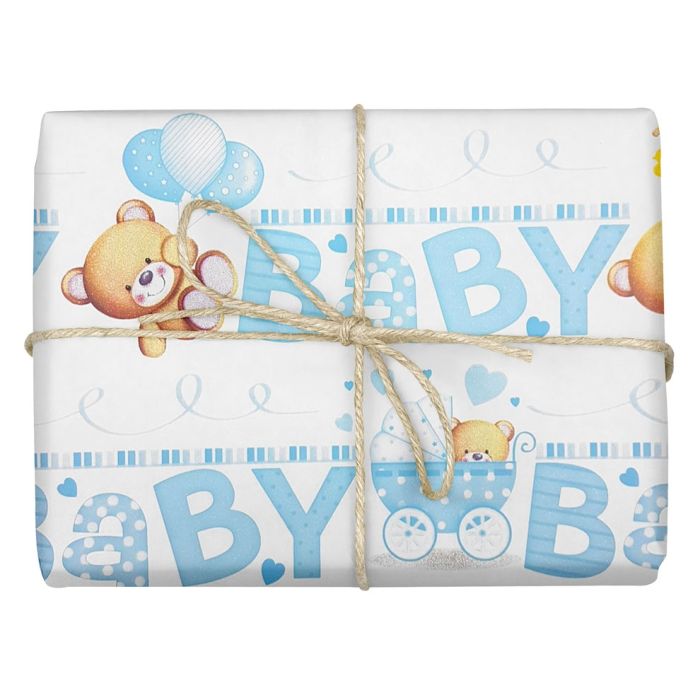 Blue baby gift wrap
