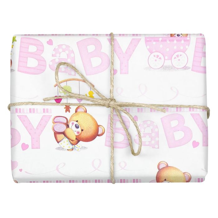 Pink baby gift wrap