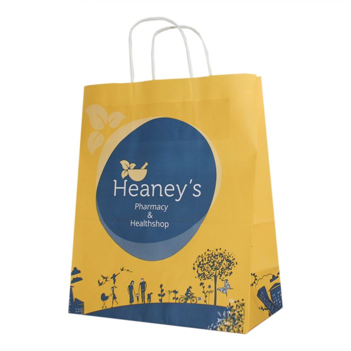 bright yellow pharmacy bag