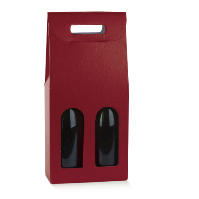 Burgundy Double Wine Bottle Gift Box with Window