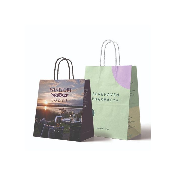 branded twist handle paper bags Ireland