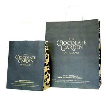 grey branded paper bags