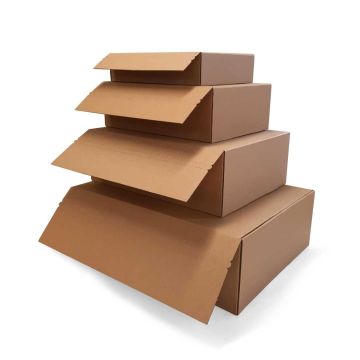 brown ecommerce mailing cardboard box with tear off self seal