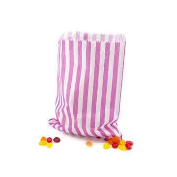 Flat Counter Paper Bags - Candy Stripe PINK