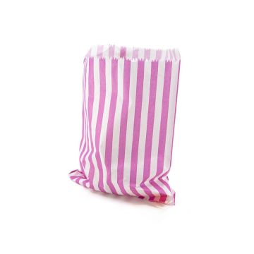 Flat Counter Paper Bags - Candy Stripe PINK