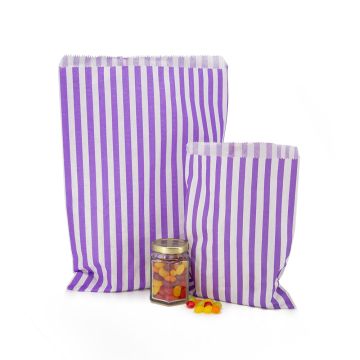 Flat Counter Paper Bags - Candy Stripe PURPLE