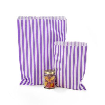 Flat Counter Paper Bags - Candy Stripe PURPLE