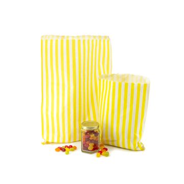 Flat Counter Paper Bags - Candy Stripe YELLOW
