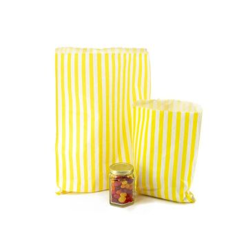 Flat Counter Paper Bags - Candy Stripe YELLOW
