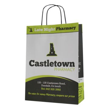 green and black paper carrier bag