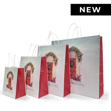 christmas paper bags with christmas door
