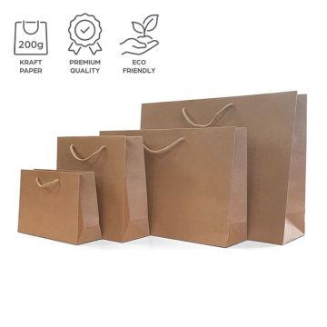 Brown Kraft Rope Handle Paper Bags - Biodegradable