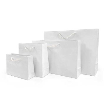 recyclable white gift bags with paper rope handle