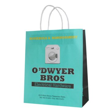 vibrant blue paper bag