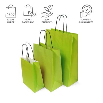 Lime Green Paper Bags - Premium