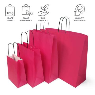 Dark Pink Paper Bags - Premium