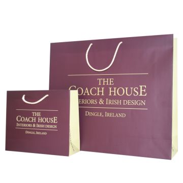 burgundy branded paper bag