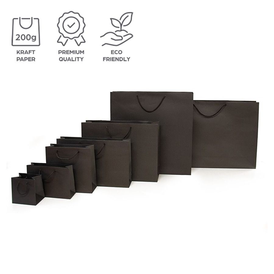 AZOWA Small Gift Bags Black Kraft Paper Bags With Handles ( Black, 12