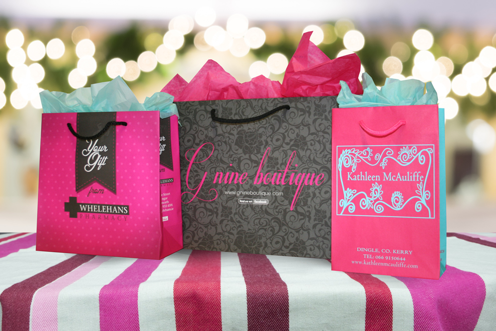 custom printed pink paper bags
