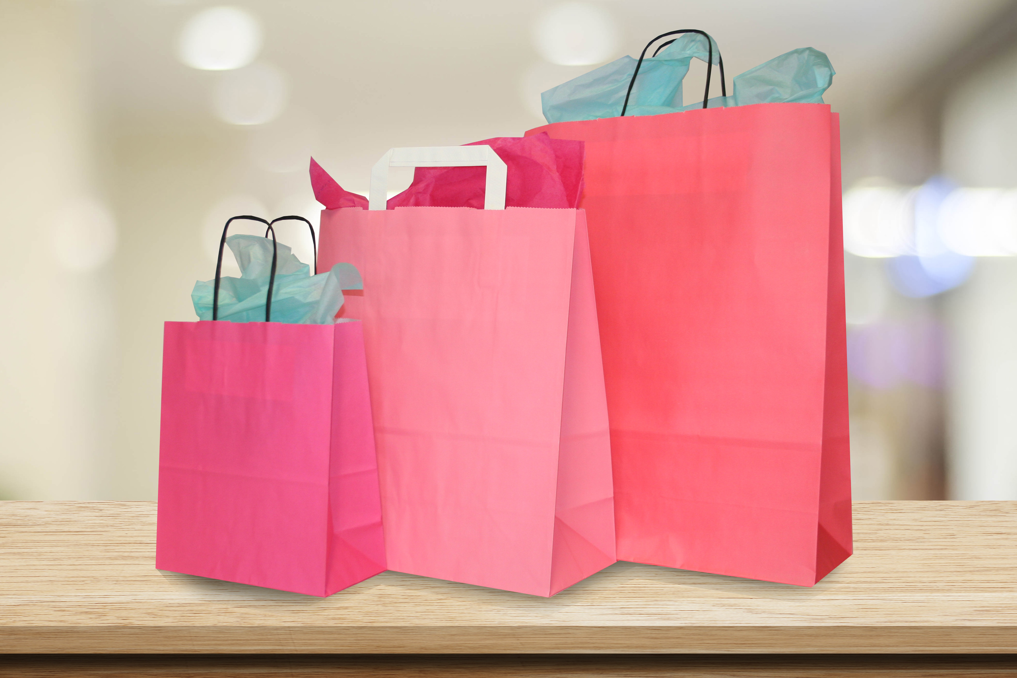 Pink Paper Bags with Handles